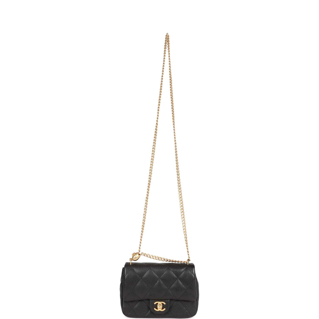 Top Quality Chanel Sweetheart Crush Mini Rectangular Flap Bag Black Caviar Antique Gold Hardware