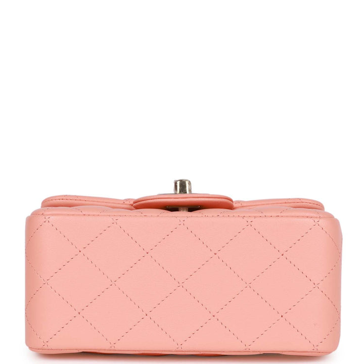 Top Quality Chanel Mini Square Flap Pink Lambskin Light Gold Hardware