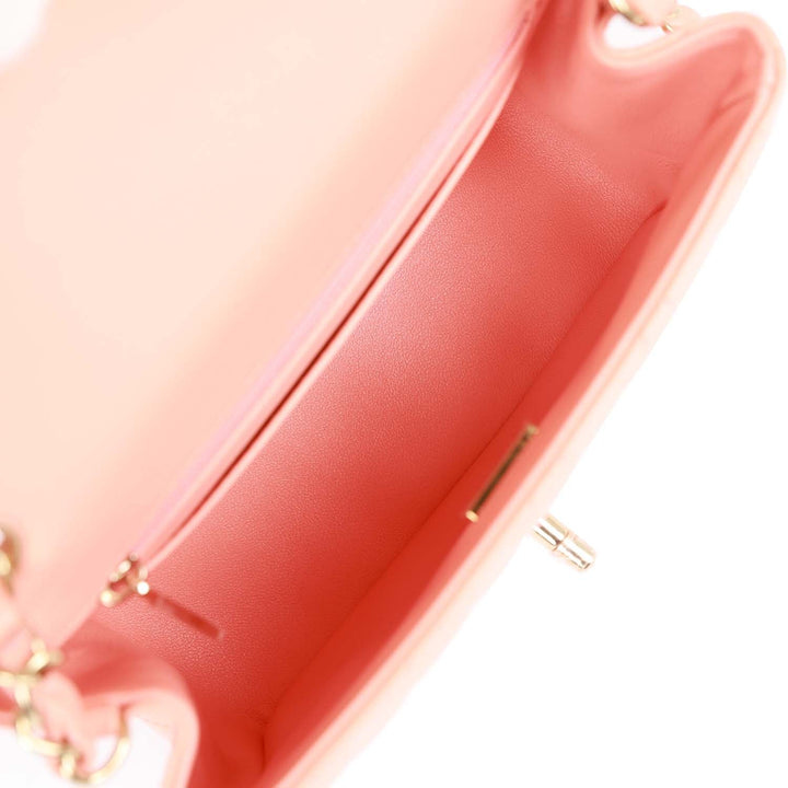 Top Quality Chanel Mini Square Flap Pink Lambskin Light Gold Hardware