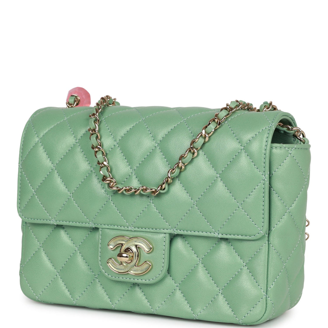 Top Quality Chanel Candy Heart Mini Flap Bag Turquoise Lambskin Enamel and Light Gold Hardware