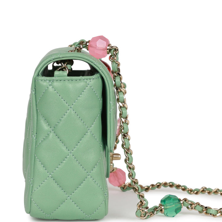 Top Quality Chanel Candy Heart Mini Flap Bag Turquoise Lambskin Enamel and Light Gold Hardware