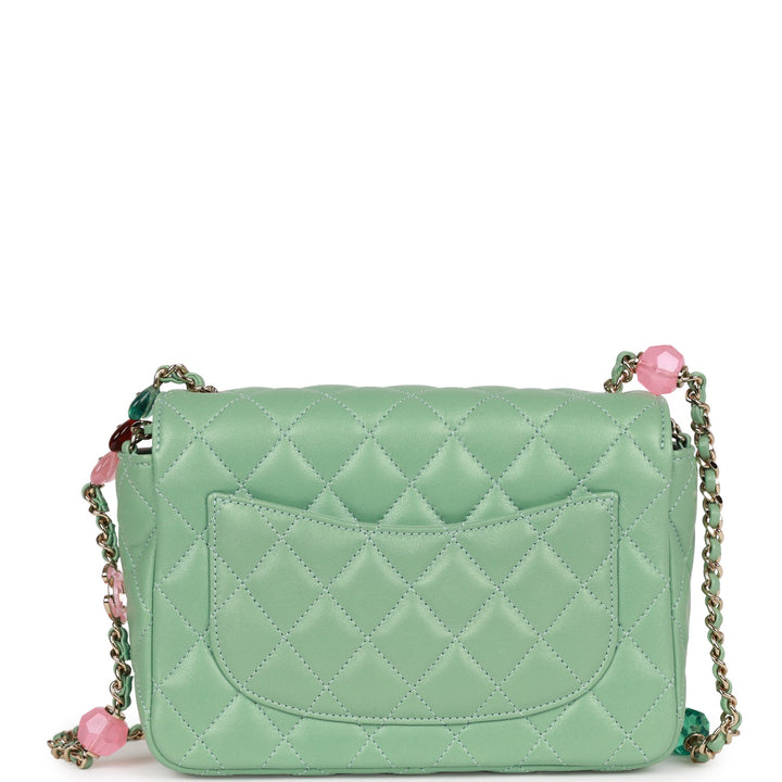 Top Quality Chanel Candy Heart Mini Flap Bag Turquoise Lambskin Enamel and Light Gold Hardware