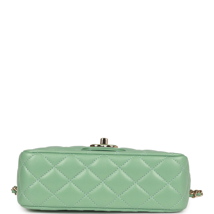 Top Quality Chanel Candy Heart Mini Flap Bag Turquoise Lambskin Enamel and Light Gold Hardware