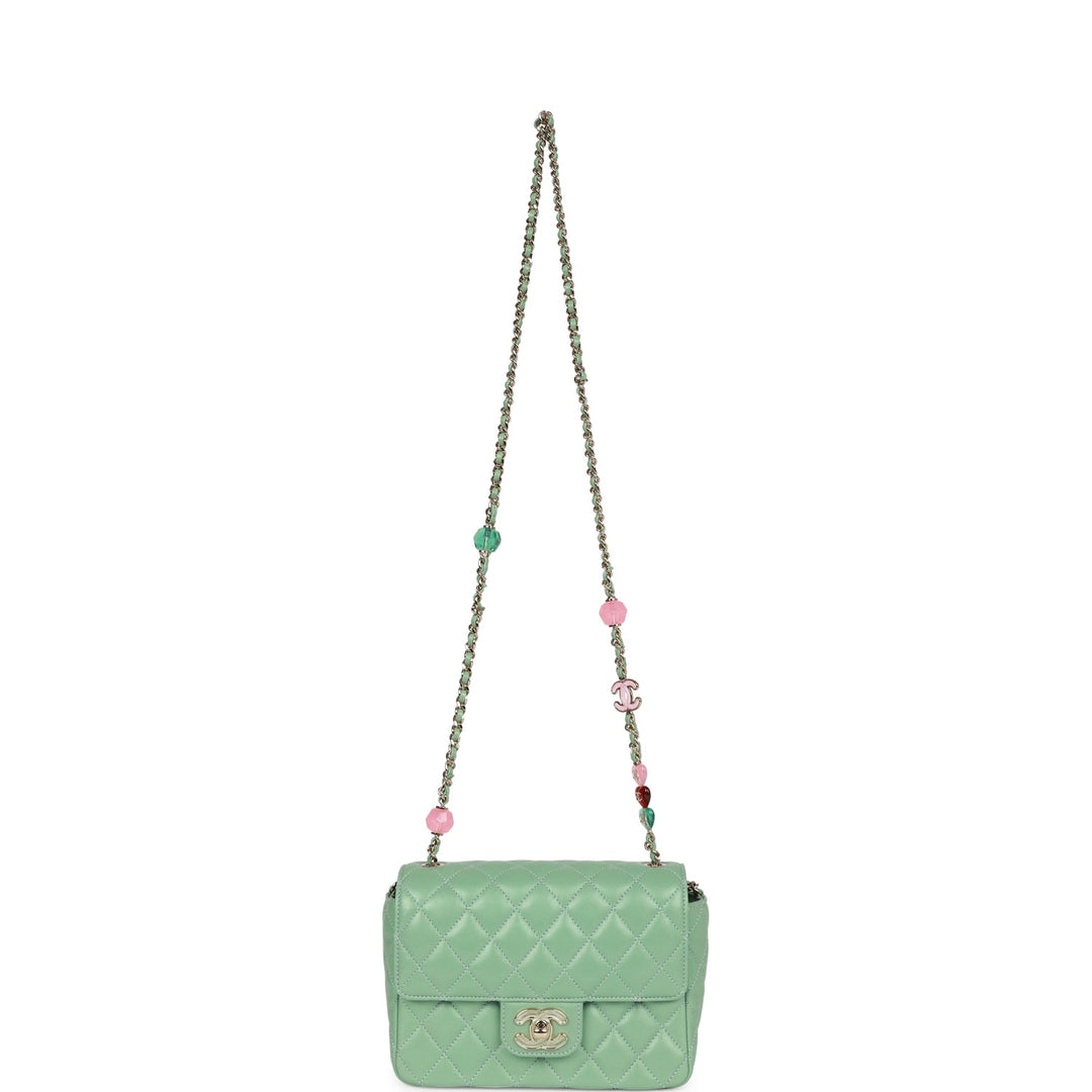 Top Quality Chanel Candy Heart Mini Flap Bag Turquoise Lambskin Enamel and Light Gold Hardware