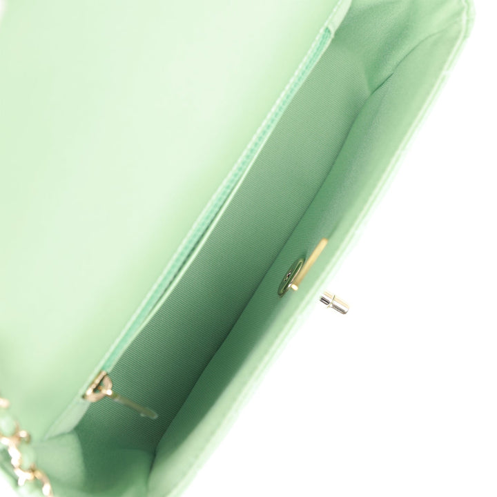 Top Quality Chanel Candy Heart Mini Flap Bag Turquoise Lambskin Enamel and Light Gold Hardware