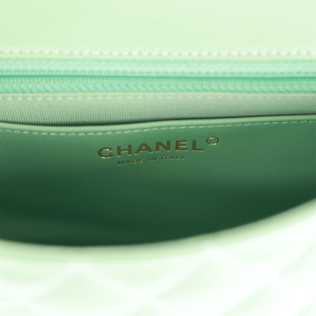 Top Quality Chanel Candy Heart Mini Flap Bag Turquoise Lambskin Enamel and Light Gold Hardware