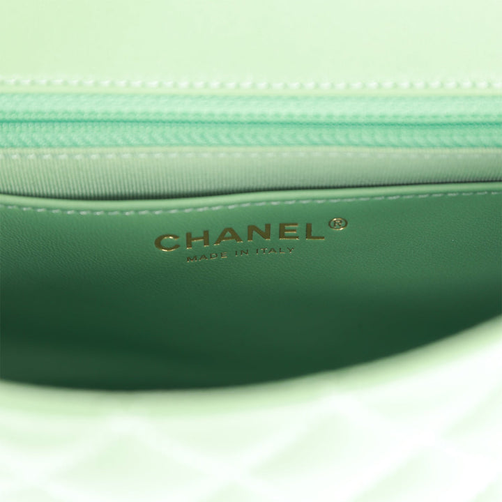 Top Quality Chanel Candy Heart Mini Flap Bag Turquoise Lambskin Enamel and Light Gold Hardware