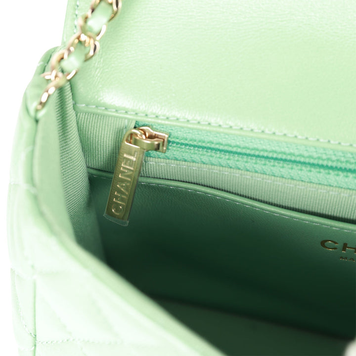 Top Quality Chanel Candy Heart Mini Flap Bag Turquoise Lambskin Enamel and Light Gold Hardware
