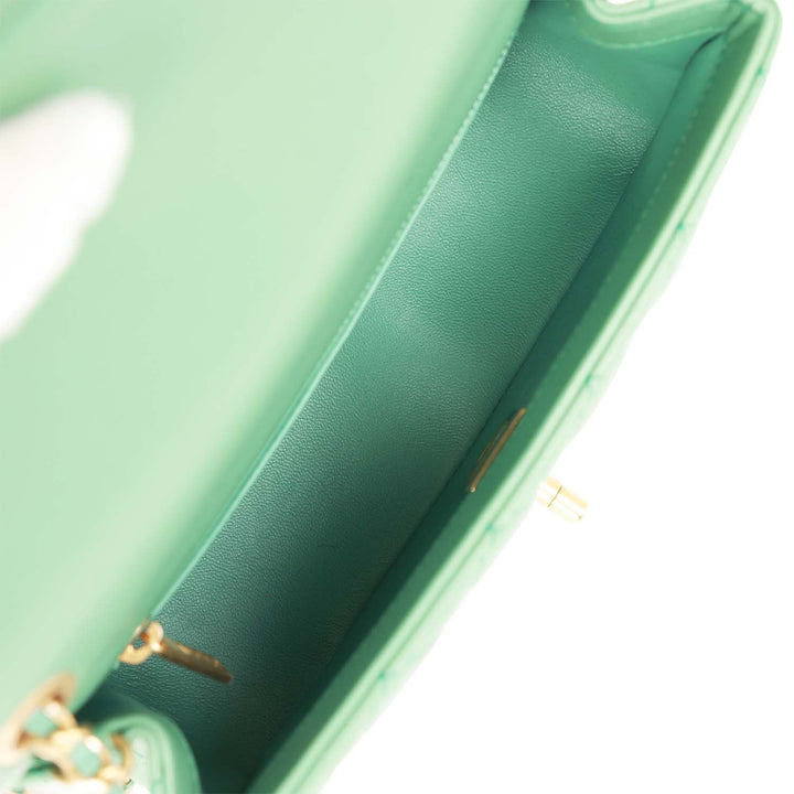 Top Quality Chanel Pearl Crush Mini Rectangular Flap Bag Dark Green Lambskin Antique Gold Hardware