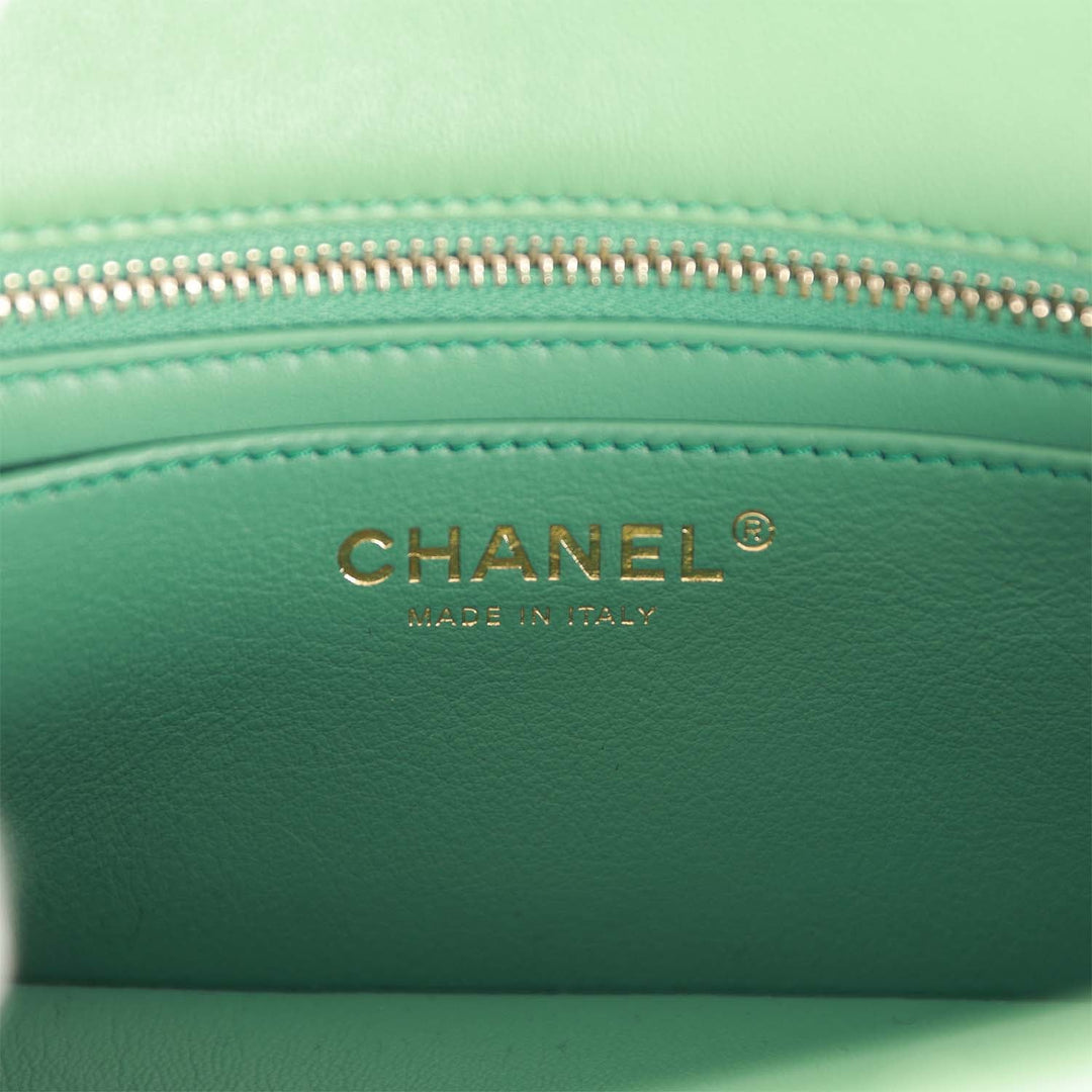Top Quality Chanel Pearl Crush Mini Rectangular Flap Bag Dark Green Lambskin Antique Gold Hardware