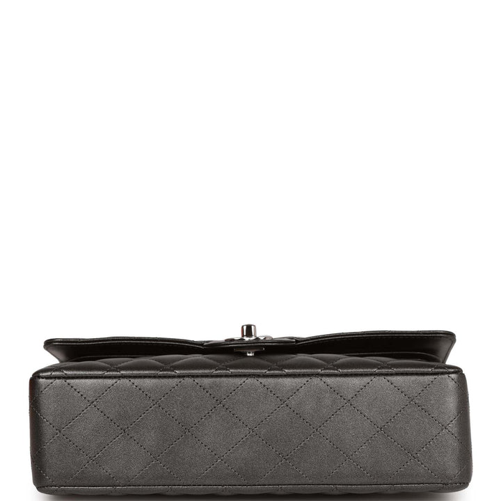 Top Quality Chanel Medium Classic Double Flap Bag Metallic Grey Lambskin Silver Hardware