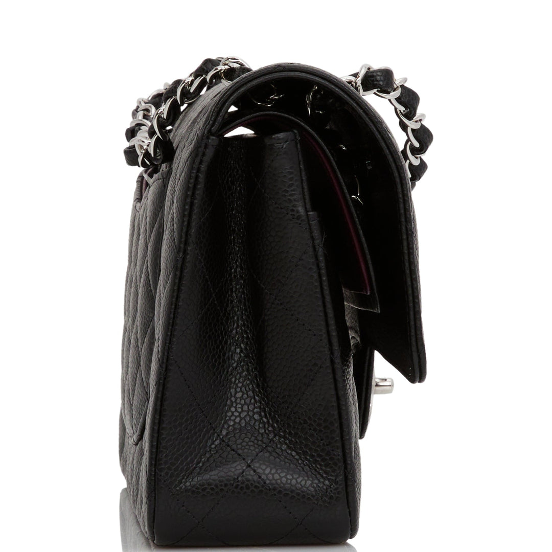 Top Quality Chanel Medium Classic Double Flap Bag Black Quilted Caviar Silver Hardware