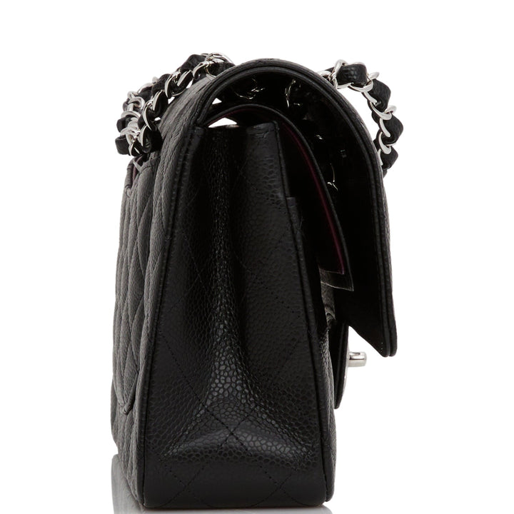 Top Quality Chanel Medium Classic Double Flap Bag Black Quilted Caviar Silver Hardware