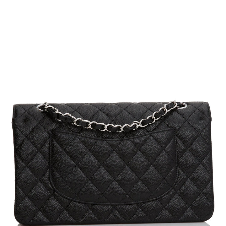 Top Quality Chanel Medium Classic Double Flap Bag Black Quilted Caviar Silver Hardware