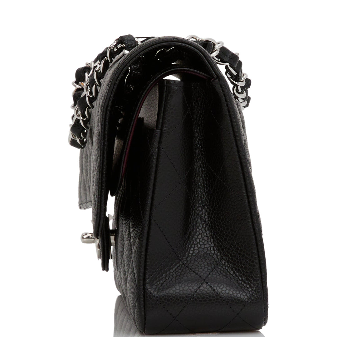 Top Quality Chanel Medium Classic Double Flap Bag Black Quilted Caviar Silver Hardware
