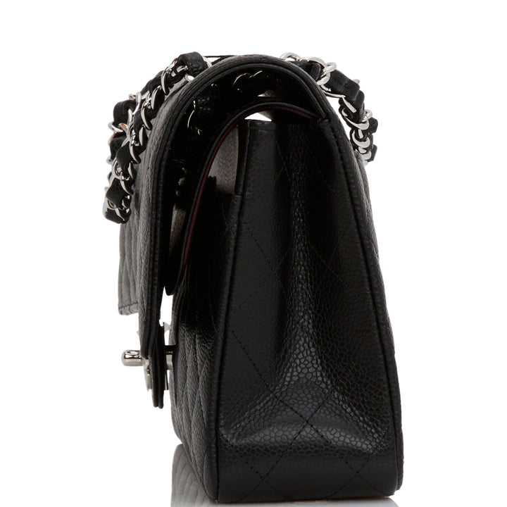 Top Quality Chanel Medium Classic Double Flap Bag Black Quilted Caviar Silver Hardware