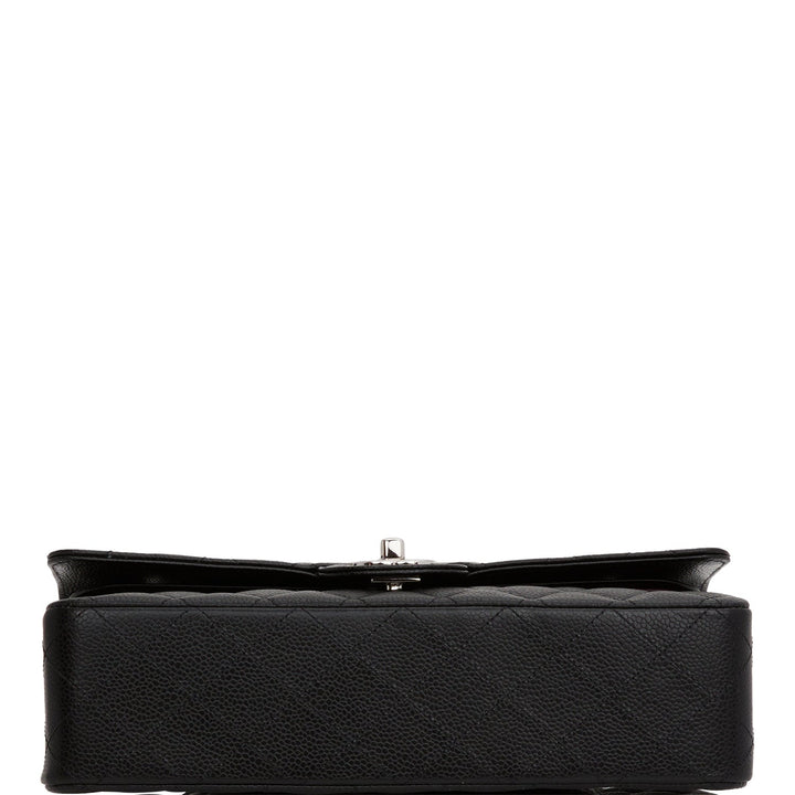 Top Quality Chanel Medium Classic Double Flap Bag Black Quilted Caviar Silver Hardware