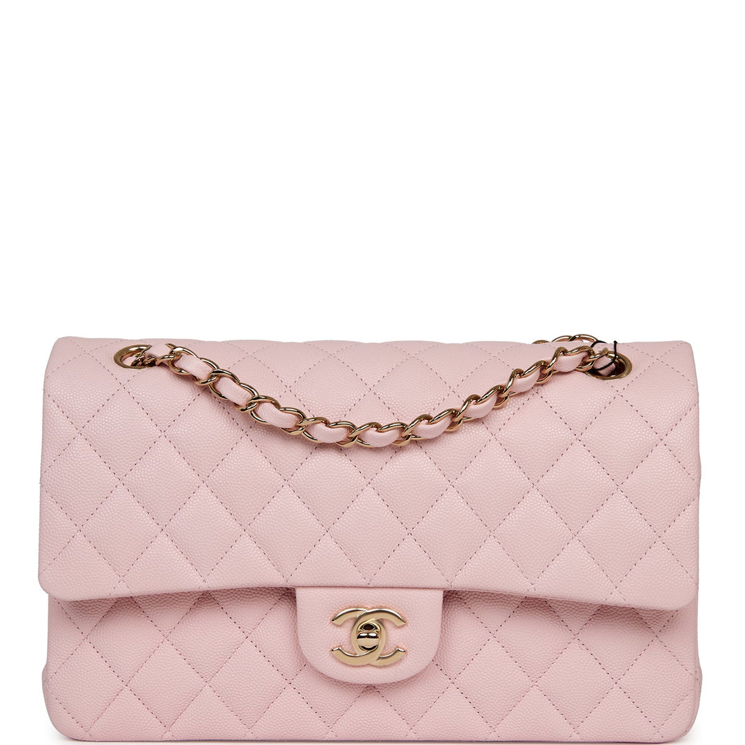 Top Quality Chanel Medium Classic Double Flap Bag Light Pink Caviar Light Gold Hardware