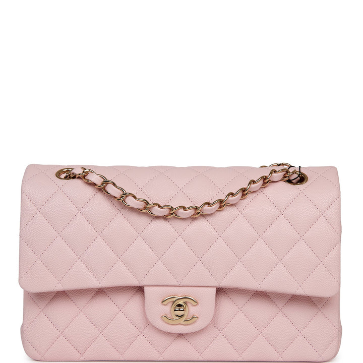 Top Quality Chanel Medium Classic Double Flap Bag Light Pink Caviar Light Gold Hardware