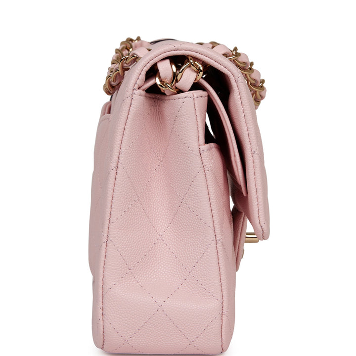 Top Quality Chanel Medium Classic Double Flap Bag Light Pink Caviar Light Gold Hardware