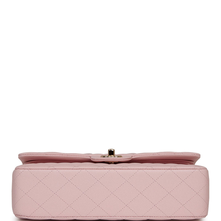 Top Quality Chanel Medium Classic Double Flap Bag Light Pink Caviar Light Gold Hardware