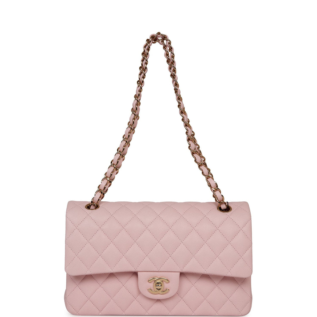 Top Quality Chanel Medium Classic Double Flap Bag Light Pink Caviar Light Gold Hardware