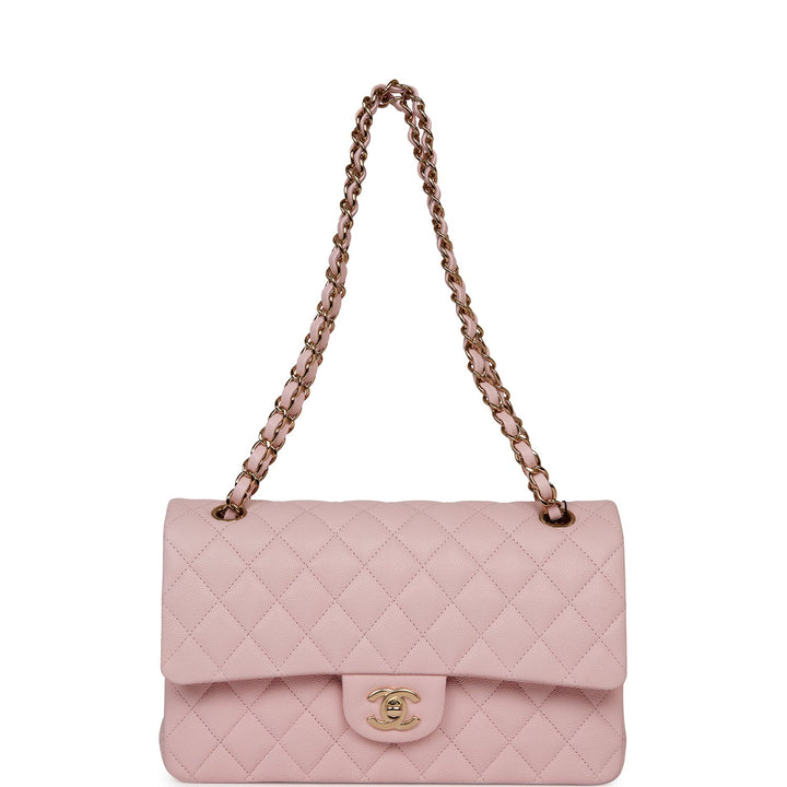 Top Quality Chanel Medium Classic Double Flap Bag Light Pink Caviar Light Gold Hardware