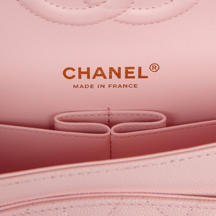 Top Quality Chanel Medium Classic Double Flap Bag Light Pink Caviar Light Gold Hardware