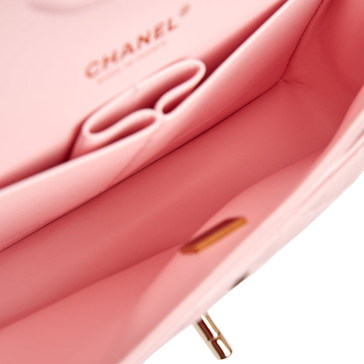 Top Quality Chanel Medium Classic Double Flap Bag Light Pink Caviar Light Gold Hardware