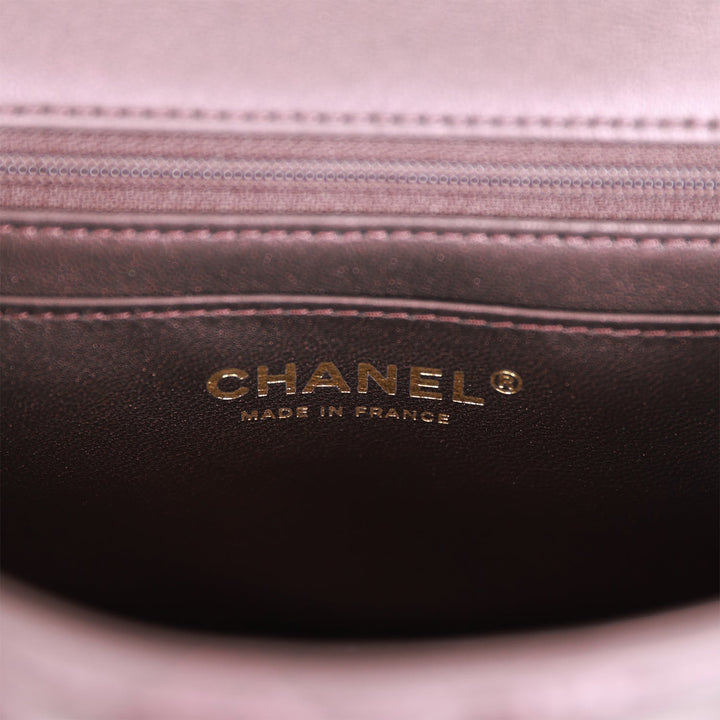 Top Quality Chanel Mini Rectangular Flap Bag with Top Handle Burgundy Lambskin Light Gold Hardware