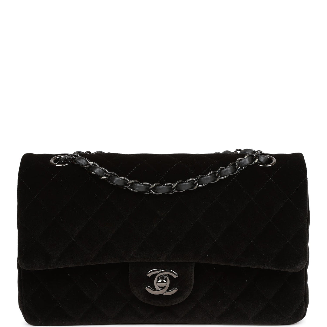 Top Quality Chanel Medium Classic Double Flap Bag Black Velvet Ruthenium Hardware