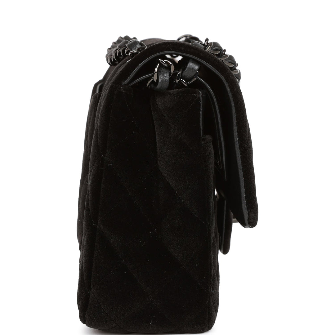 Top Quality Chanel Medium Classic Double Flap Bag Black Velvet Ruthenium Hardware