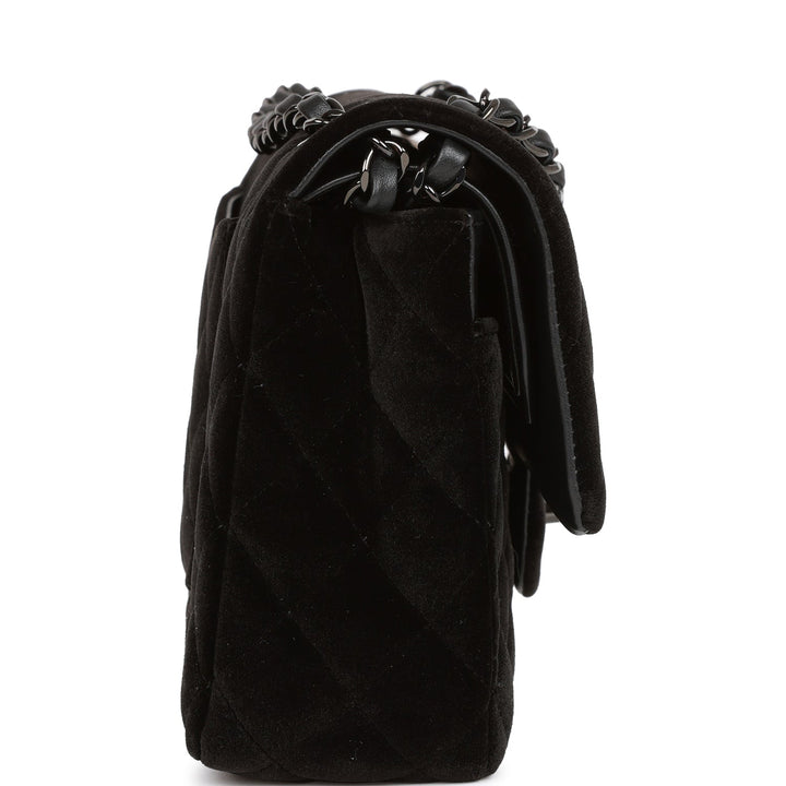 Top Quality Chanel Medium Classic Double Flap Bag Black Velvet Ruthenium Hardware