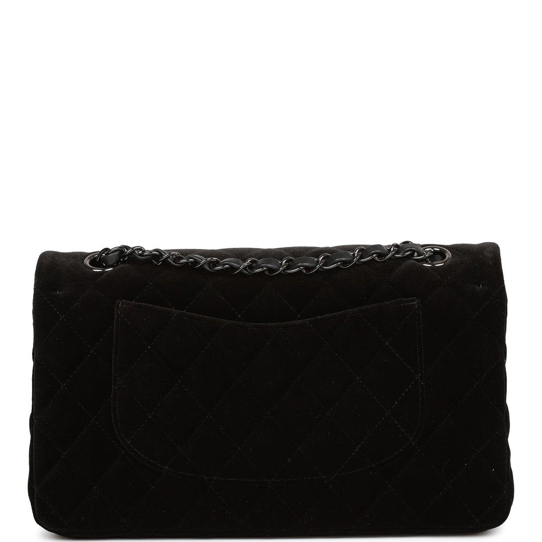 Top Quality Chanel Medium Classic Double Flap Bag Black Velvet Ruthenium Hardware