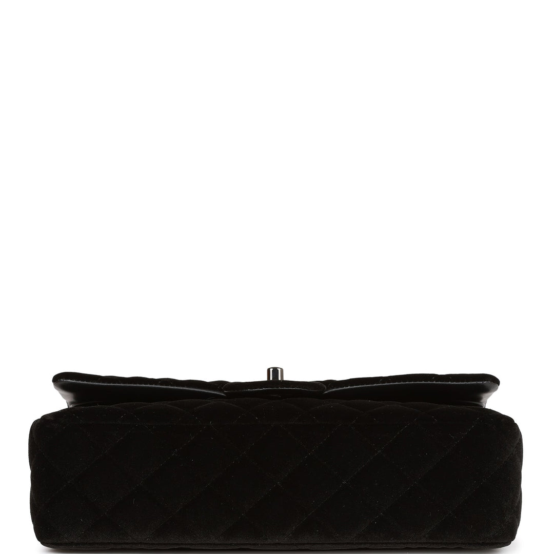Top Quality Chanel Medium Classic Double Flap Bag Black Velvet Ruthenium Hardware