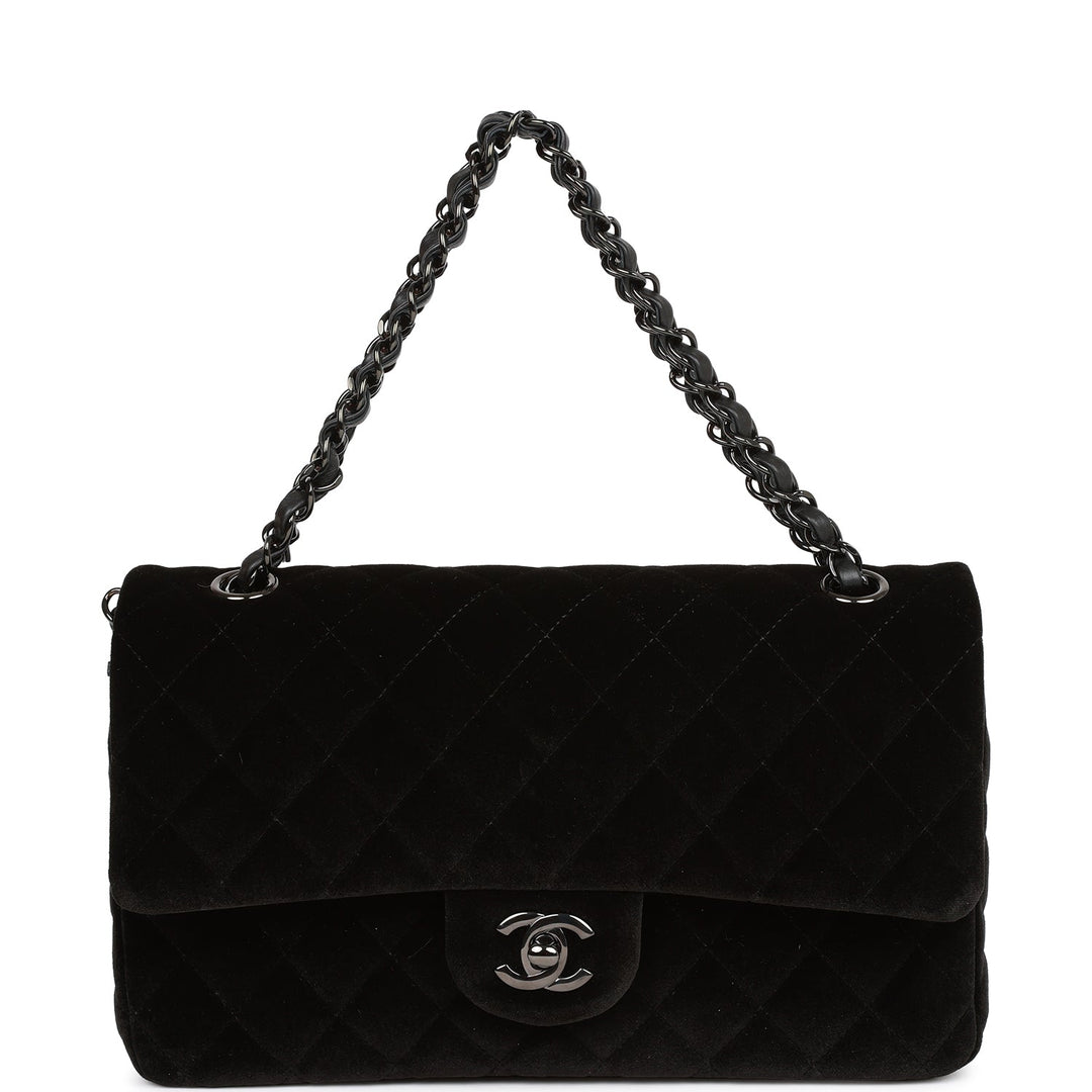 Top Quality Chanel Medium Classic Double Flap Bag Black Velvet Ruthenium Hardware