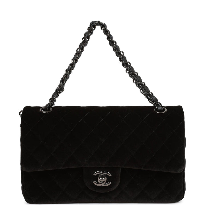 Top Quality Chanel Medium Classic Double Flap Bag Black Velvet Ruthenium Hardware