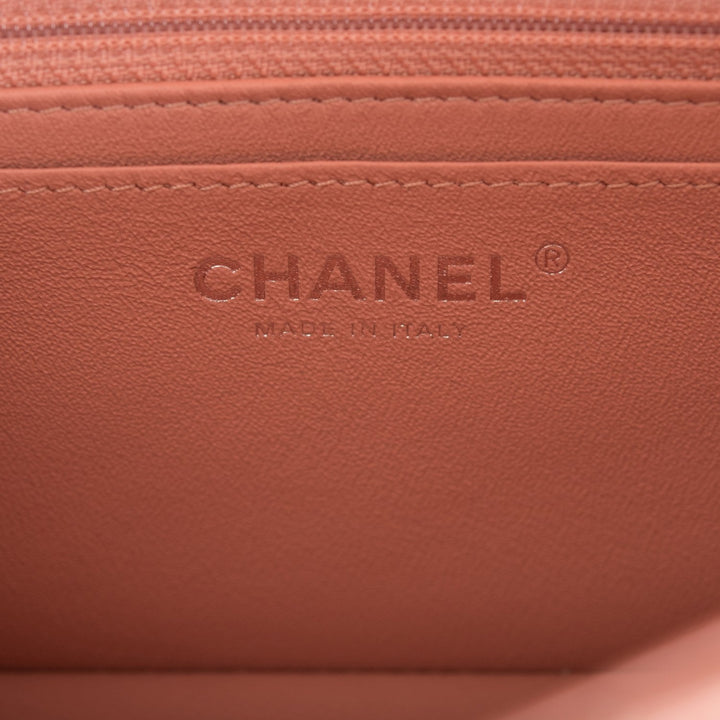 Top Quality Chanel Mini Rectangular Flap Bag Rose Lambskin Silver Hardware