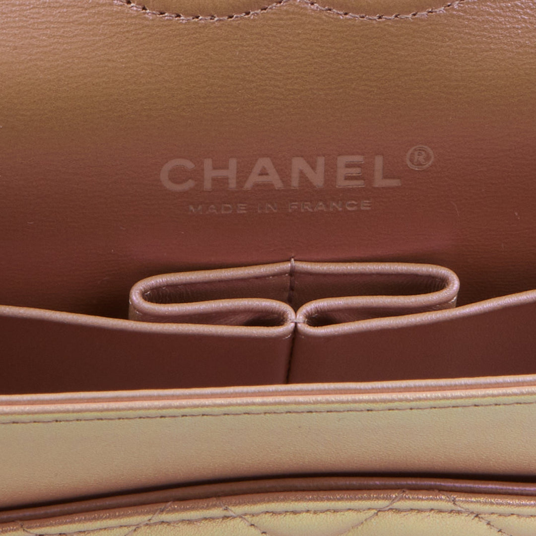Top Quality Chanel Medium Classic Double Flap Bag Pink Iridescent Lambskin Silver Hardware