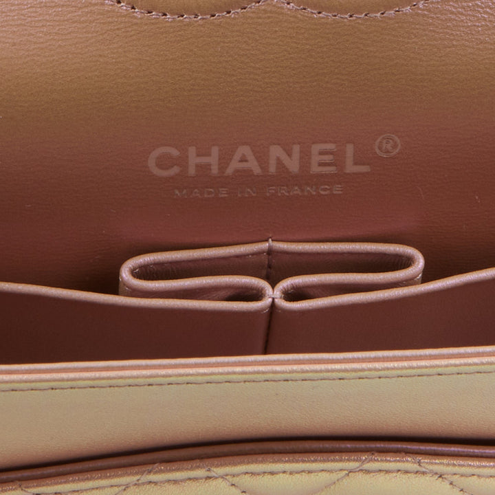 Top Quality Chanel Medium Classic Double Flap Bag Pink Iridescent Lambskin Silver Hardware