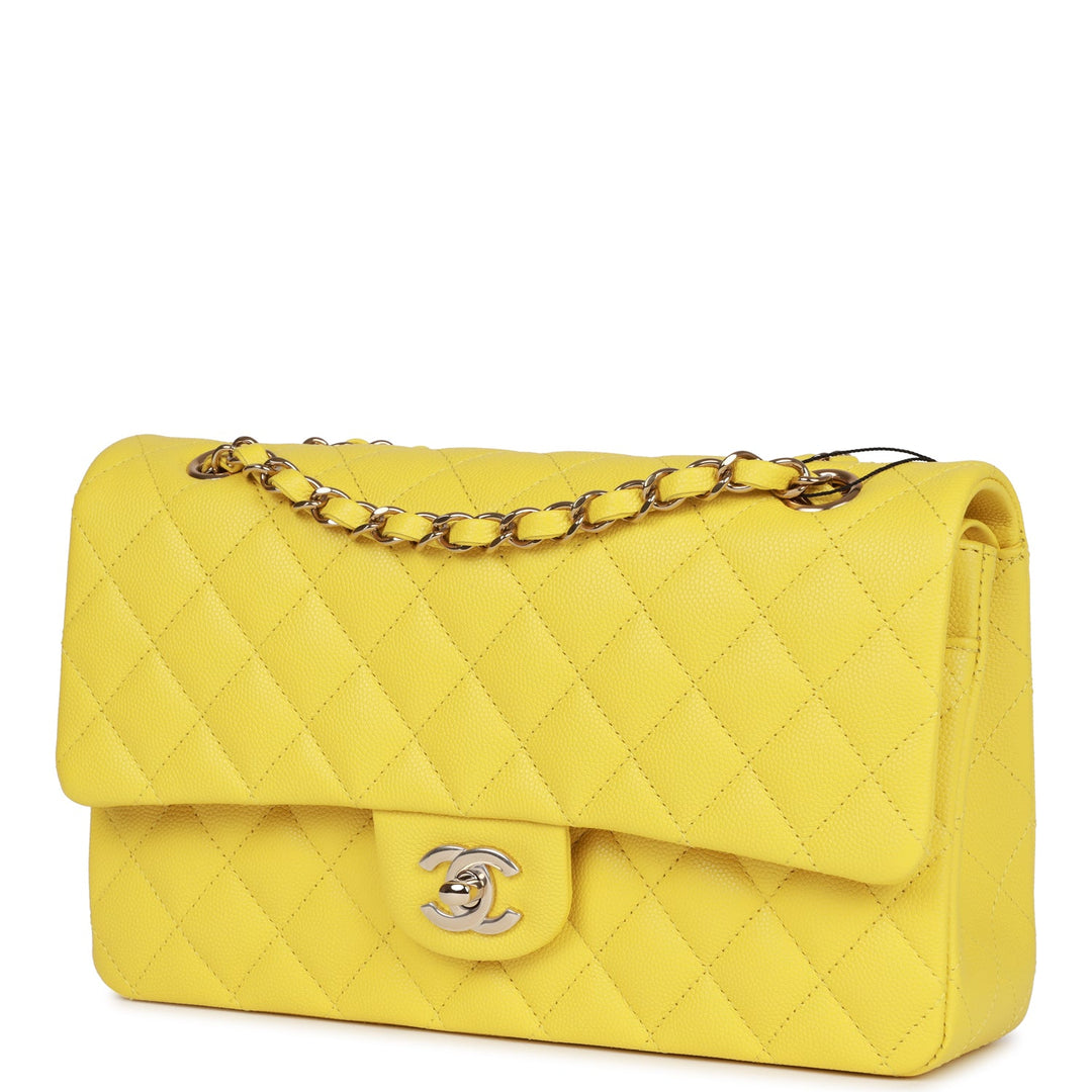 Top Quality Chanel Medium Classic Double Flap Bag Yellow Caviar Light Gold Hardware