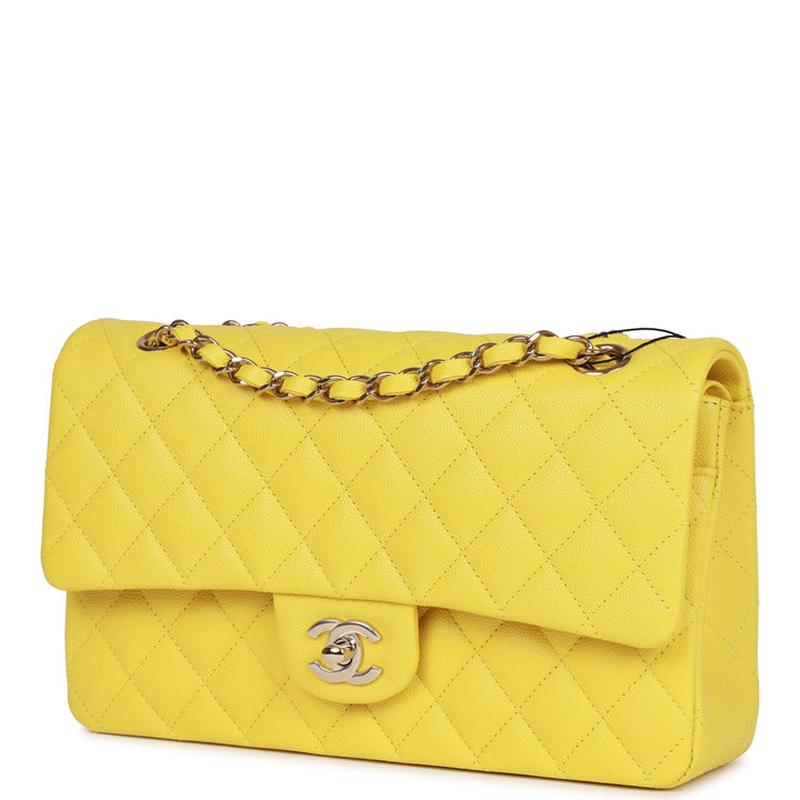 Top Quality Chanel Medium Classic Double Flap Bag Yellow Caviar Light Gold Hardware
