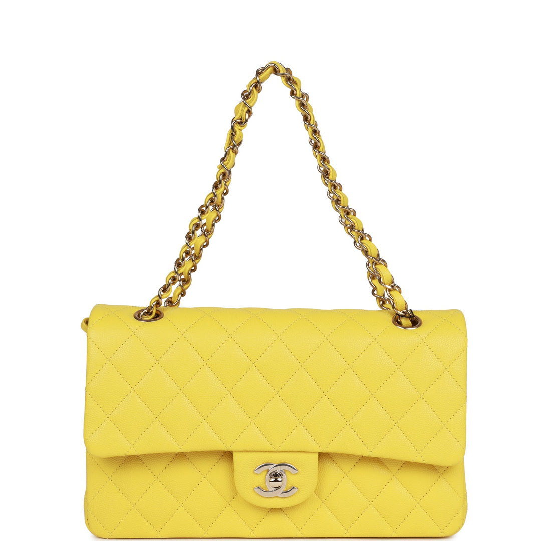 Top Quality Chanel Medium Classic Double Flap Bag Yellow Caviar Light Gold Hardware