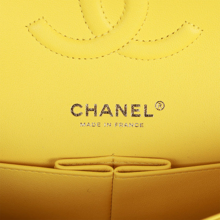 Top Quality Chanel Medium Classic Double Flap Bag Yellow Caviar Light Gold Hardware