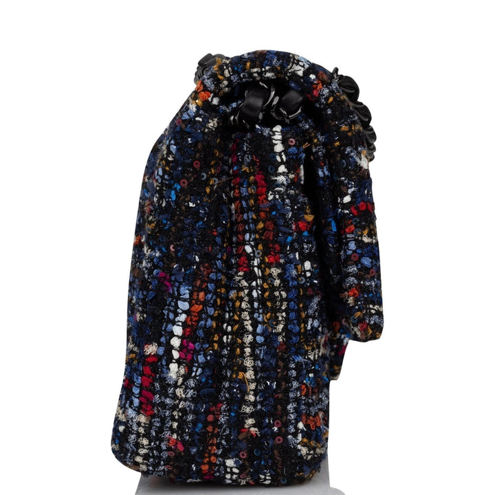 Top Quality Chanel Medium Classic Double Flap Bag Navy Tweed Black Hardware