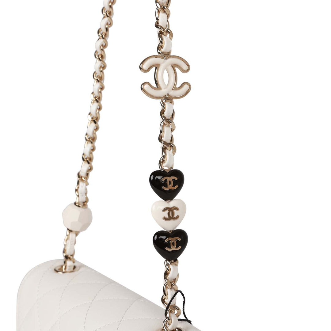 Top Quality Chanel Sweet Mini Square Flap Bag White Lambskin Light Gold Hardware