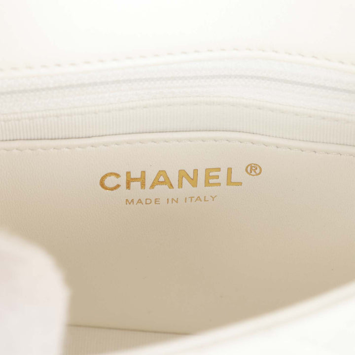 Top Quality Chanel Sweet Mini Square Flap Bag White Lambskin Light Gold Hardware