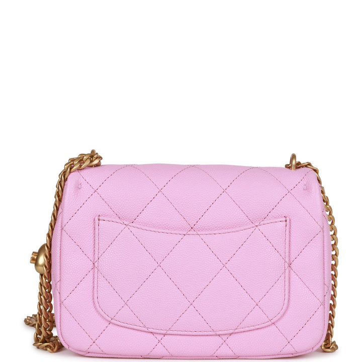 Top Quality Chanel Sweetheart Mini Square Flap Bag Pink Caviar Antique Gold Hardware