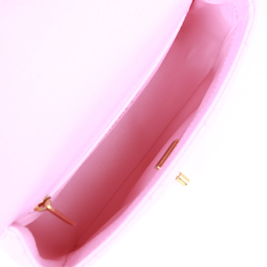 Top Quality Chanel Sweetheart Mini Square Flap Bag Pink Caviar Antique Gold Hardware