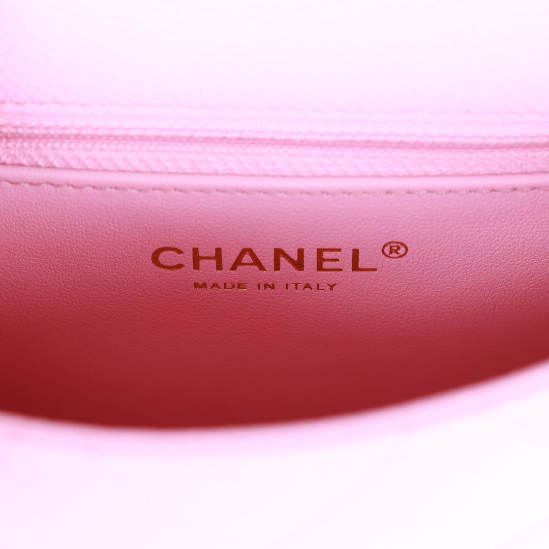 Top Quality Chanel Sweetheart Mini Square Flap Bag Pink Caviar Antique Gold Hardware